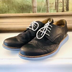 Cole Haan Men Shoe Lunargrand Size 11.5 M Blue Leather & Suede Wingtip Oxford’s